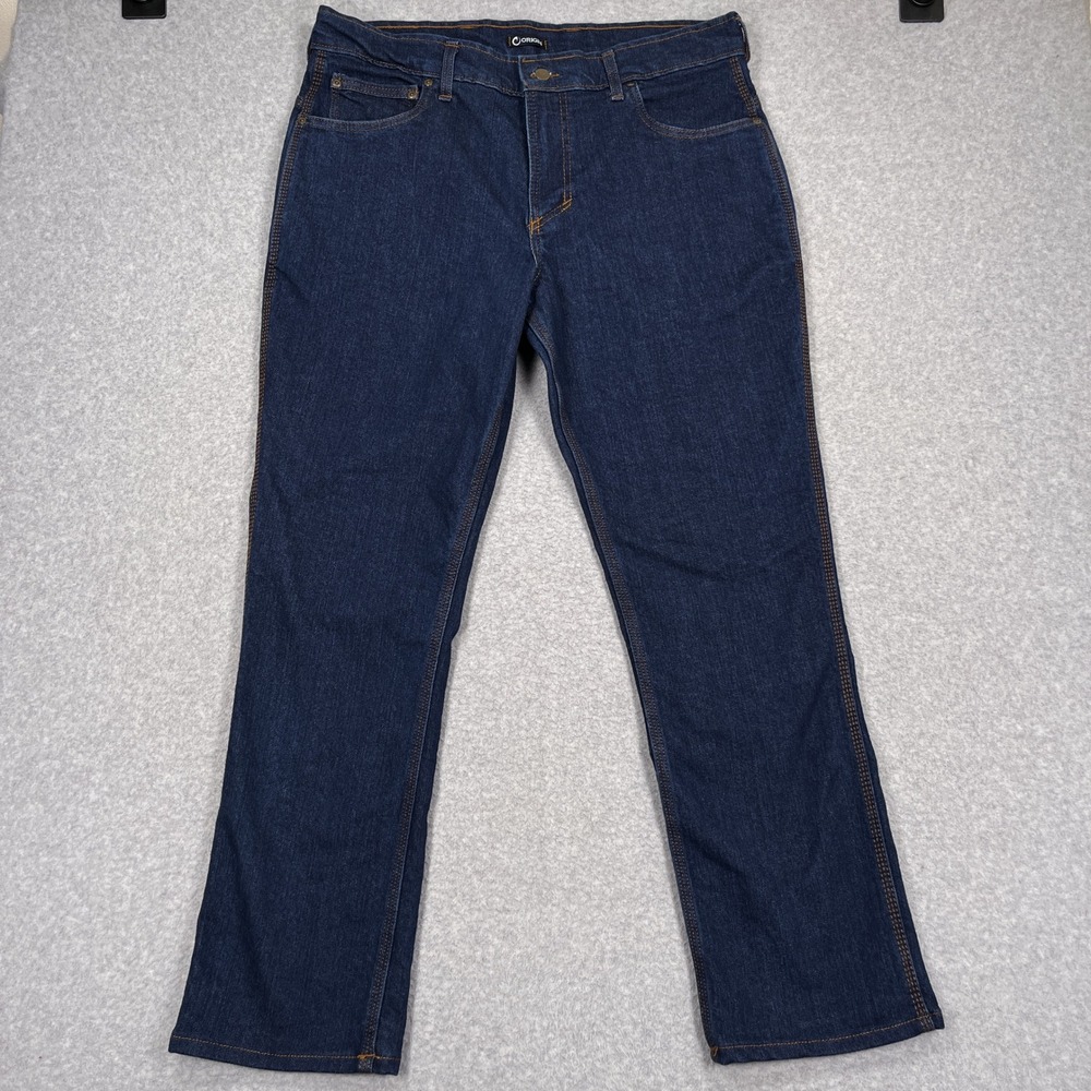 Origin Jeans Mens 38x32 (38x31) Dark Wash Stretch Made in USA Denim Legit Fit